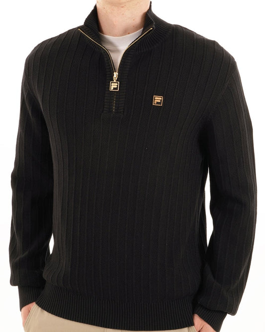 Fila Gold Fila Gold Stevie 1/4 Zip Trichterstrick Schwarz