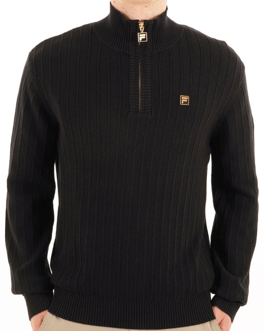 Fila Gold Fila Gold Stevie 1/4 Zip Trichterstrick Schwarz