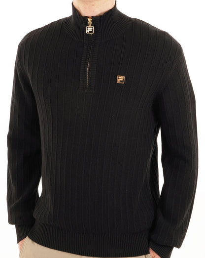 Fila Gold Stevie 1/4 Zip Trichterstrick Schwarz