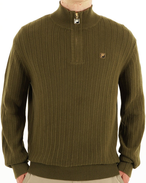 Fila Gold Stevie 1/4 Zip Funnel Knit Dark Olive