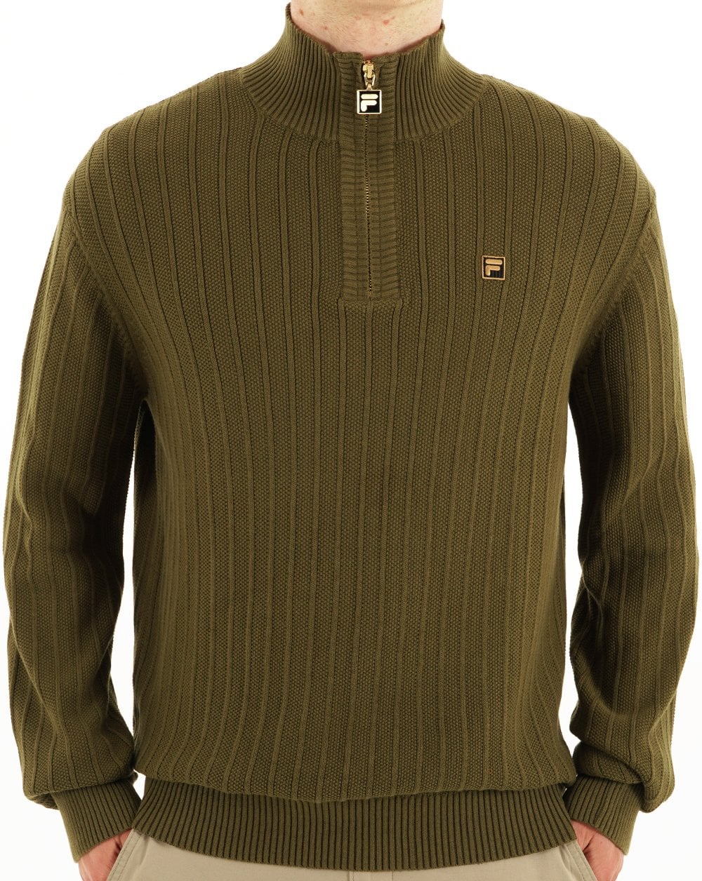 Fila Gold Stevie 1/4 Zip Funnel Knit Dark Olive