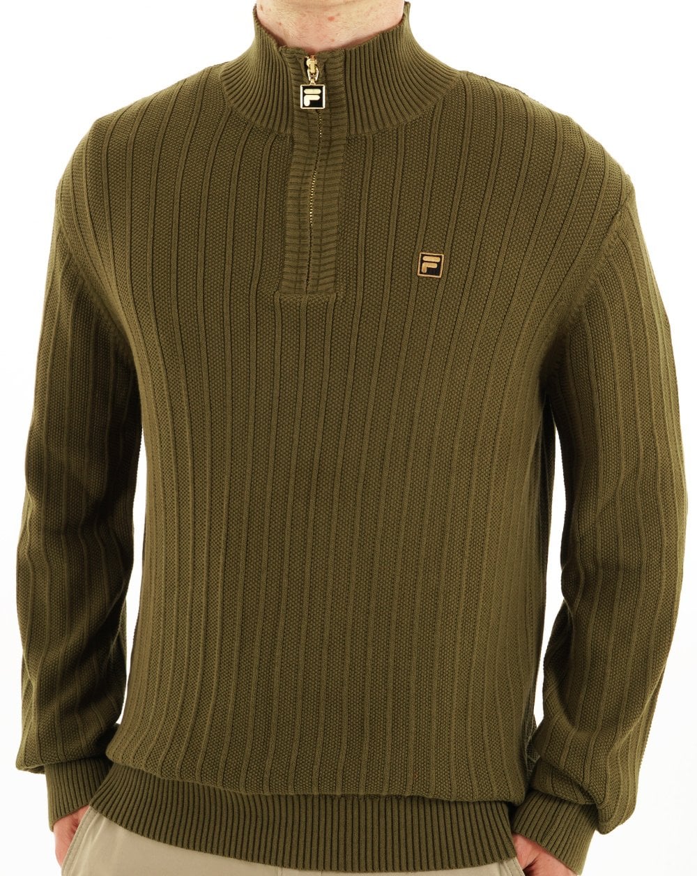 Fila Gold Stevie 1/4 Zip Funnel Knit Dunkeloliv