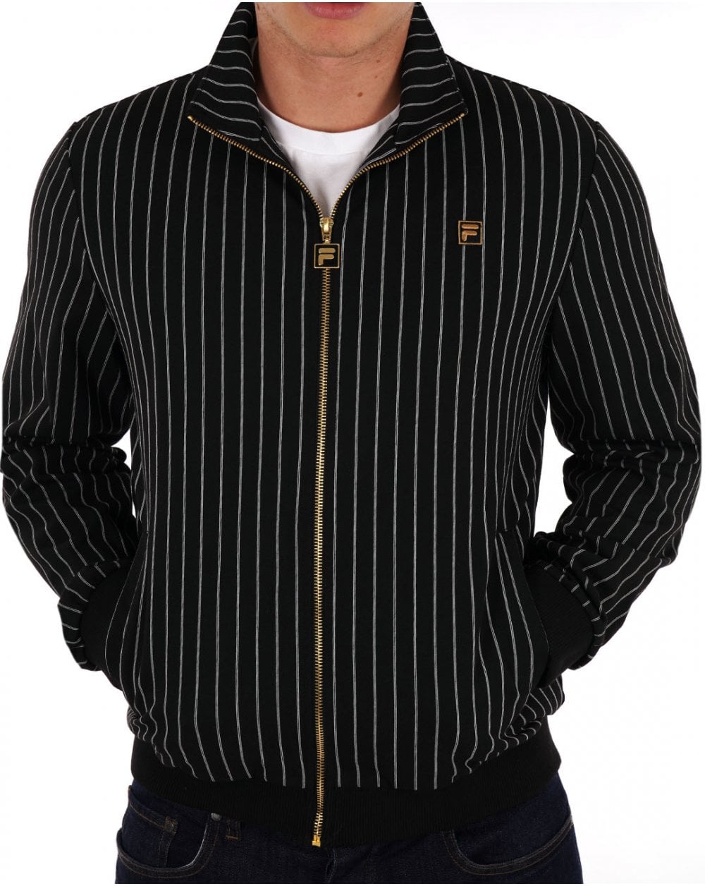 Fila Gold Striped Jacket Black / Off White stripe