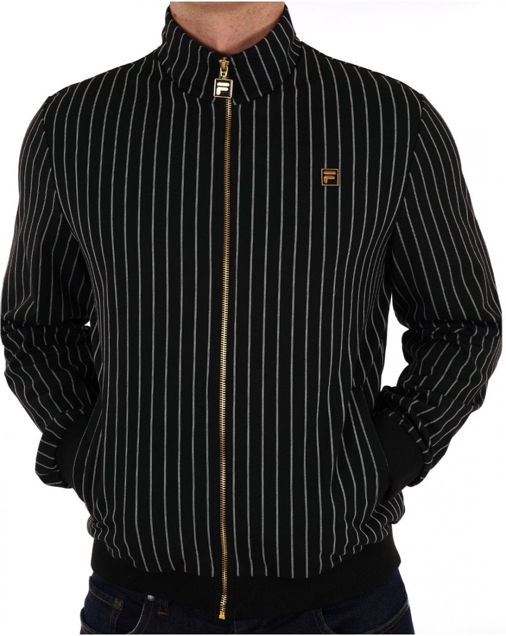 Fila Gold Striped Jacke Schwarz / Off-White Streifen