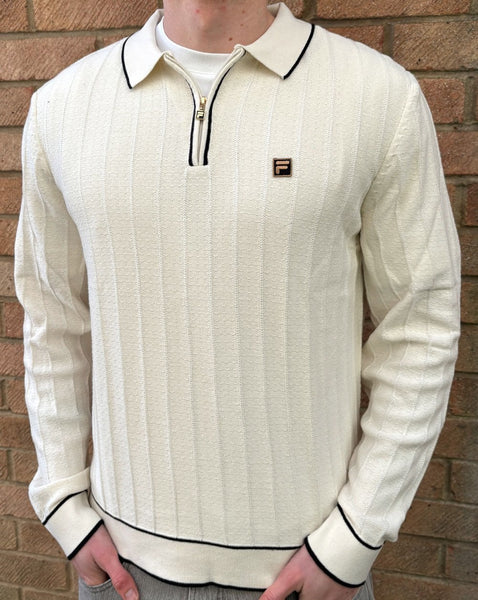 Fila Gold Texture Knit L/S Polo Tofu