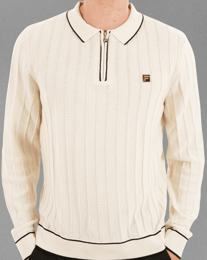 Fila Gold Texture Knit Langarm-Polohemd Tofu