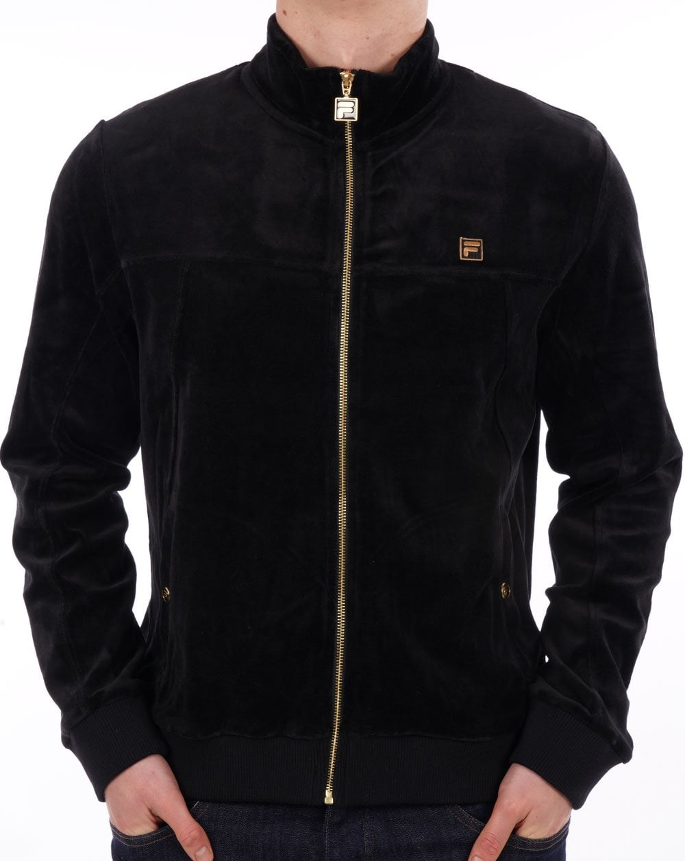 Fila Gold Velours Trainingsjacke Schwarz