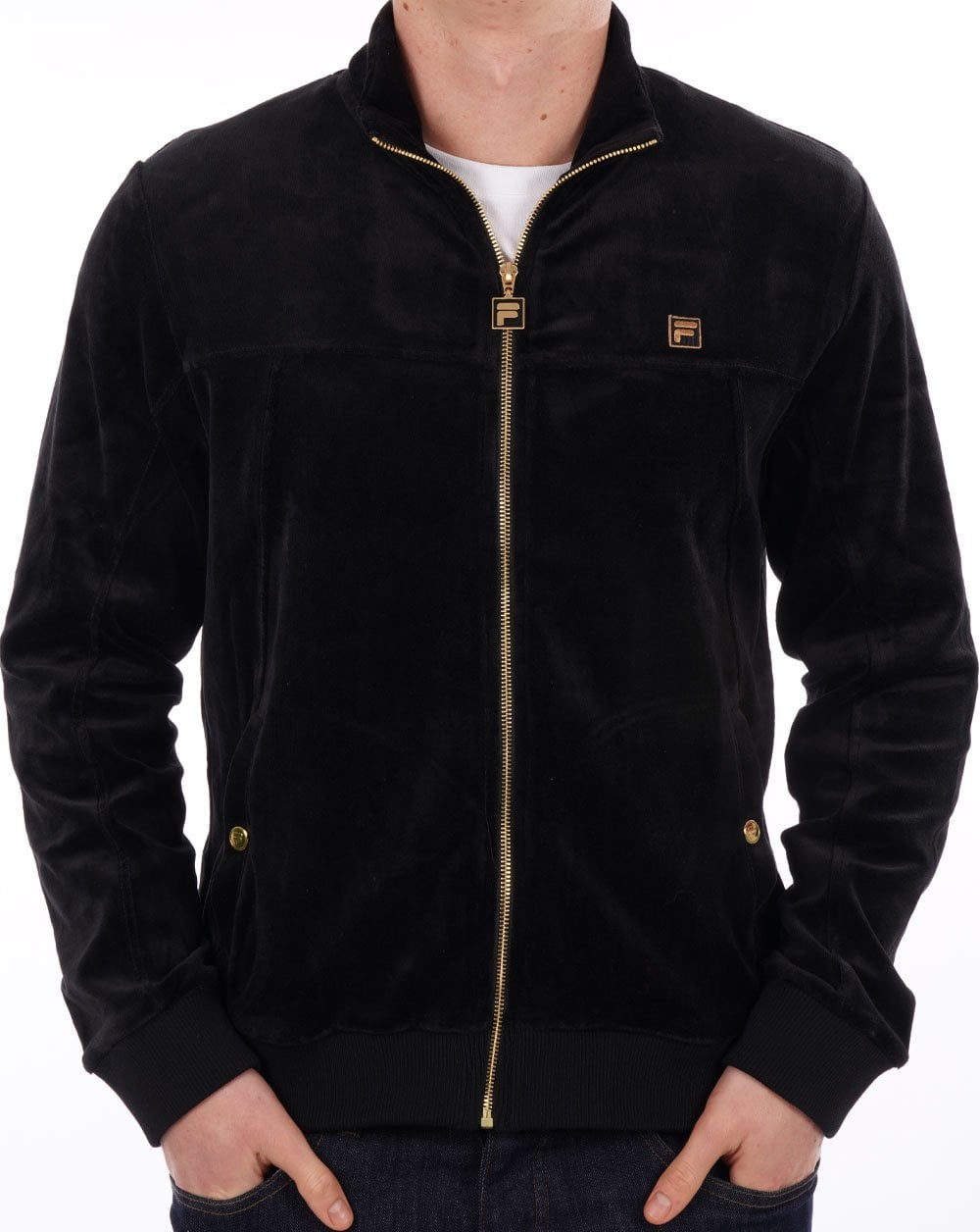 Fila Gold Velours Trainingsjacke Schwarz