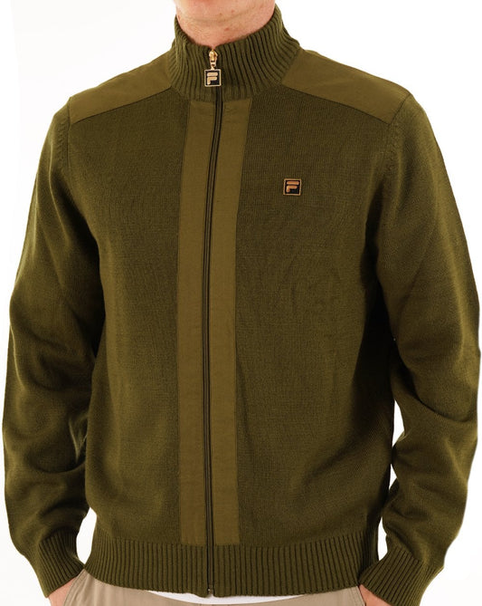 Fila Gold Fila Gold Zip Through Strickpullover in Dunkeloliv
