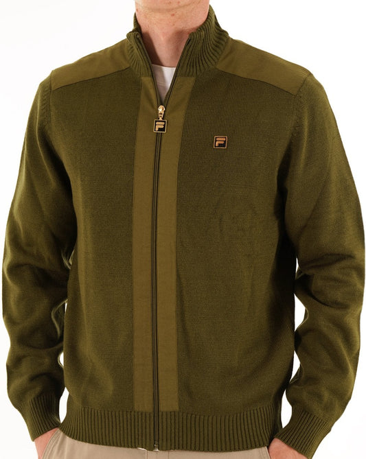 Fila Gold Fila Gold Zip Through Strickpullover in Dunkeloliv