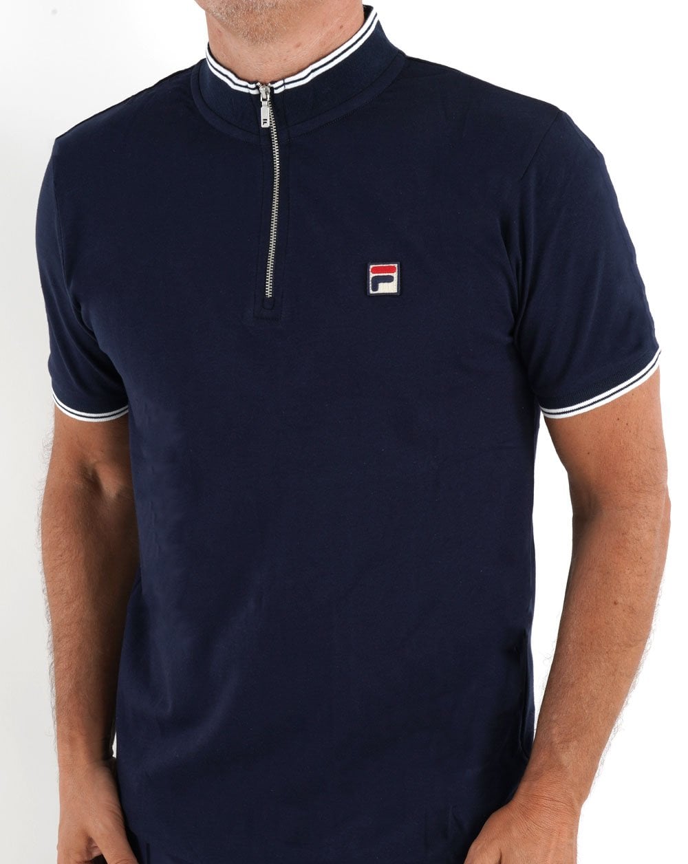 Fila Vintage Poloshirt mit 1/4-Reißverschluss, Marineblau