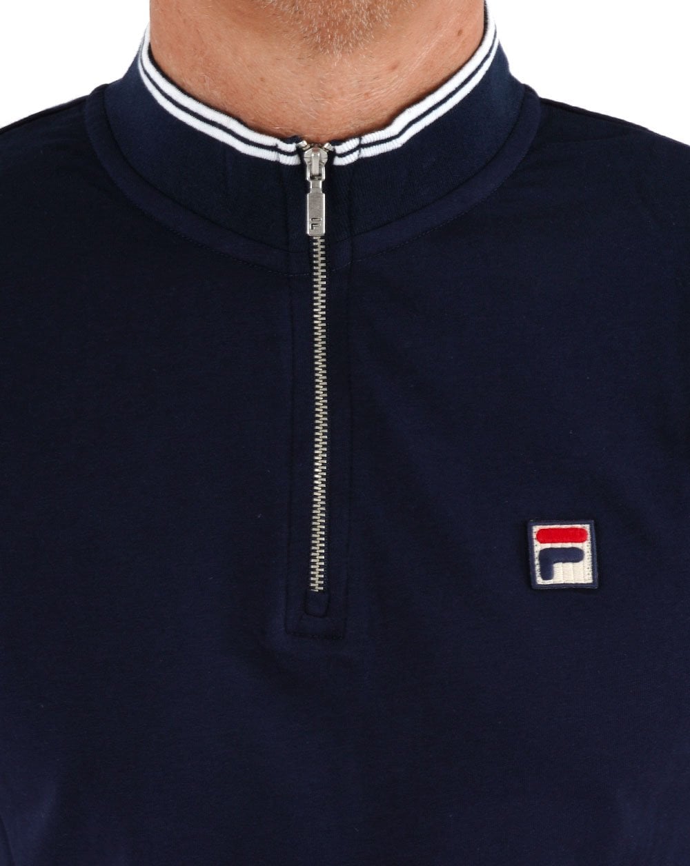 Fila Vintage Poloshirt mit 1/4-Reißverschluss, Marineblau