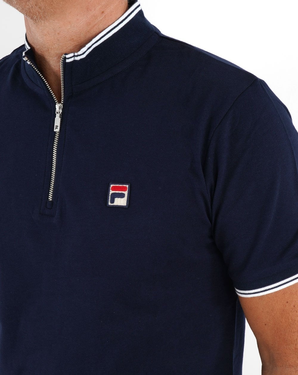 Fila Vintage Poloshirt mit 1/4-Reißverschluss, Marineblau