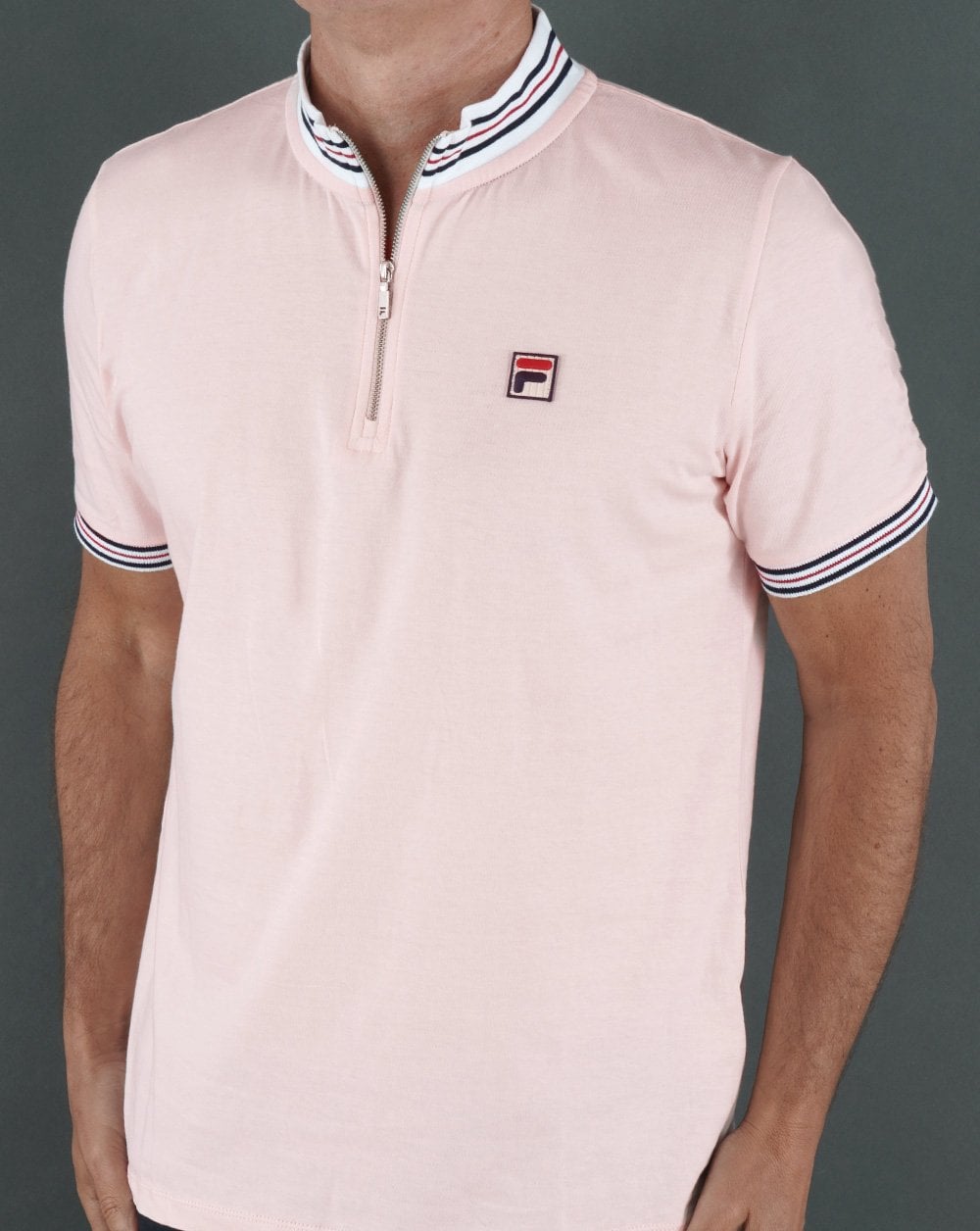 Fila Vintage 1/4-Reißverschluss-Poloshirt Rosa