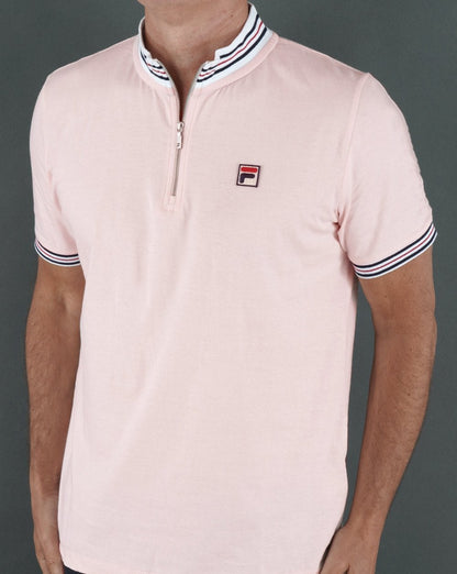 Fila Vintage 1/4-Reißverschluss-Poloshirt Rosa