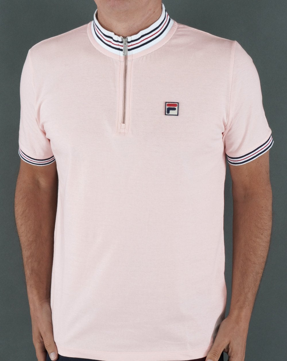Fila Vintage 1/4 Zip Polo Shirt Pink
