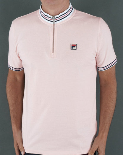 Fila Vintage 1/4-Reißverschluss-Poloshirt Rosa