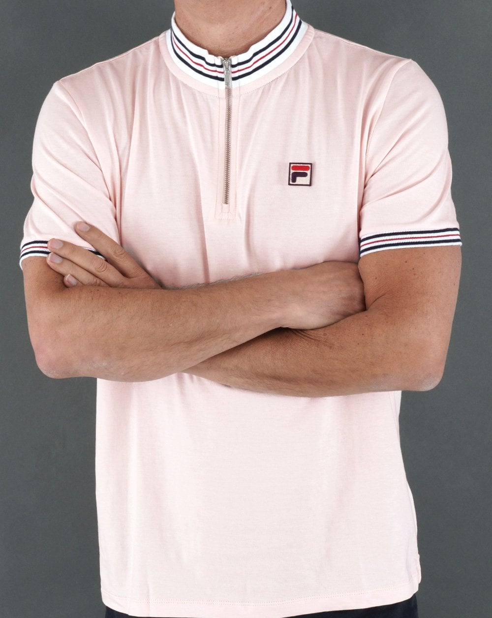 Fila Vintage 1/4 Zip Polo Shirt Pink