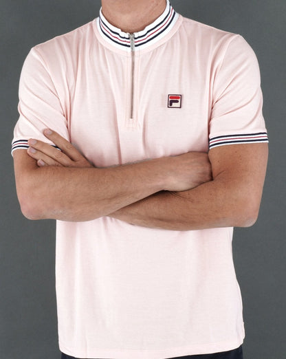 Fila Vintage 1/4-Reißverschluss-Poloshirt Rosa