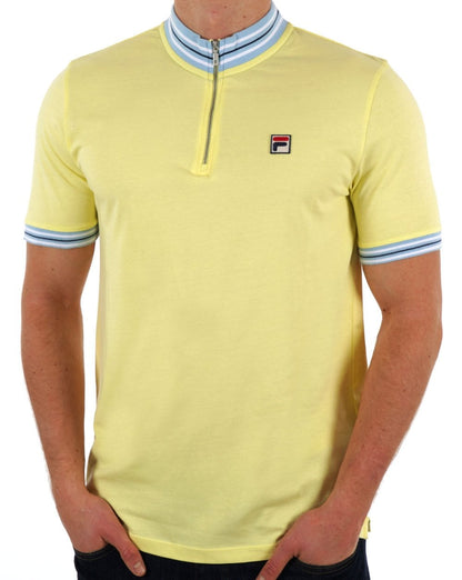 Fila Vintage 1/4 Zip Poloshirt Gelb/Himmelblau
