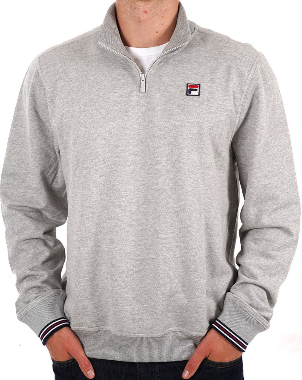 Fila Vintage – Sweatshirt mit 1/4-Reißverschluss, Grau meliert