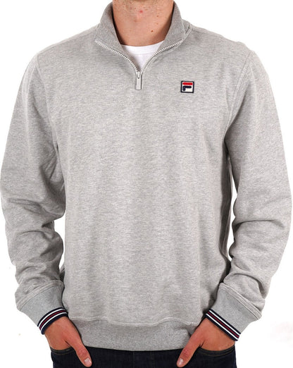 Fila Vintage – Sweatshirt mit 1/4-Reißverschluss, Grau meliert