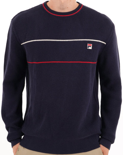 Fila Vintage 2-Streifen Waffelstrick Marineblau
