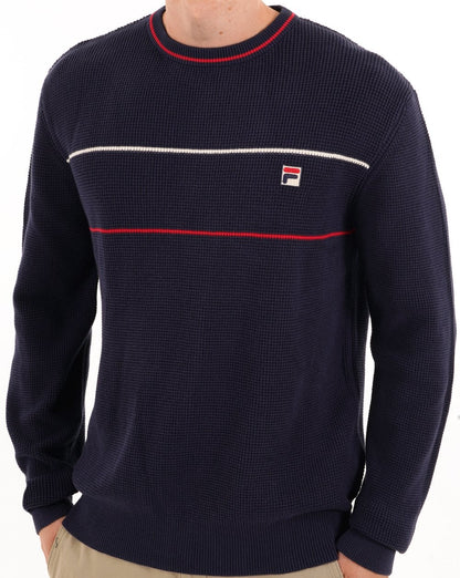 Fila Vintage 2-Streifen Waffelstrick Marineblau