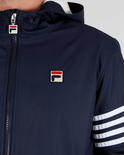 Fila Vintage 4-Streifen-Parka mit Kapuze, Marineblau