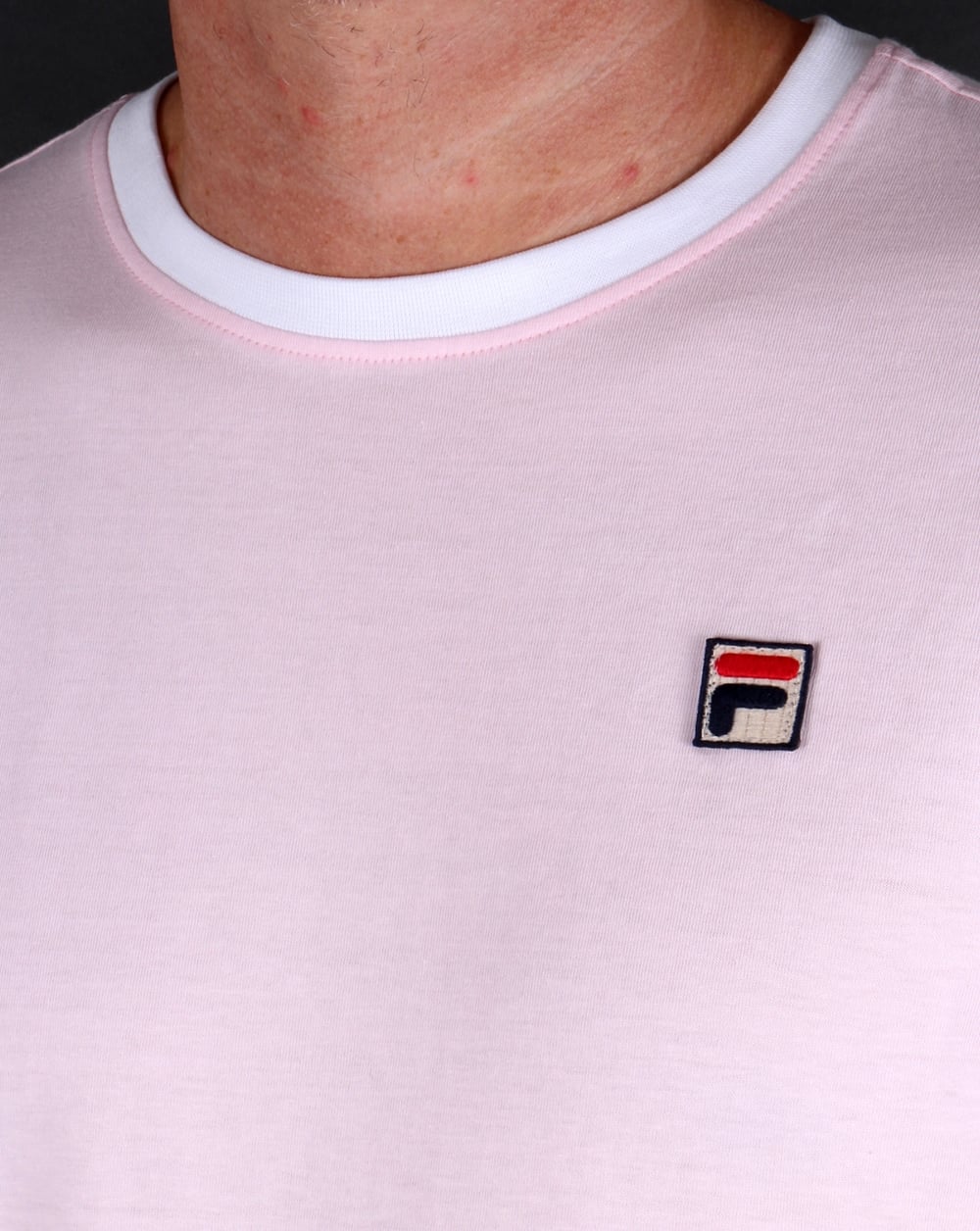 Fila Vintage 4-Streifen Ringer T-Shirt Rosa/Weiß