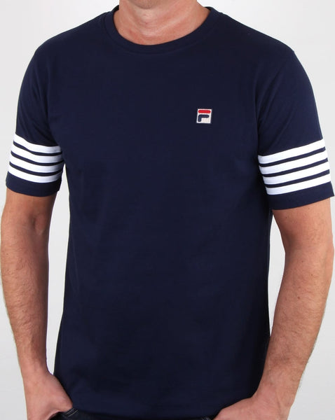 Fila Vintage 4 Stripe T-shirt Navy