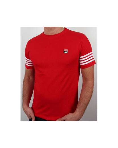 Fila Vintage 4-Streifen-T-Shirt Rot