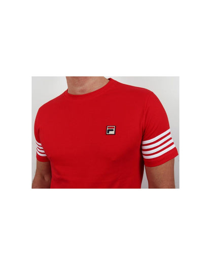 Fila Vintage 4-Streifen-T-Shirt Rot