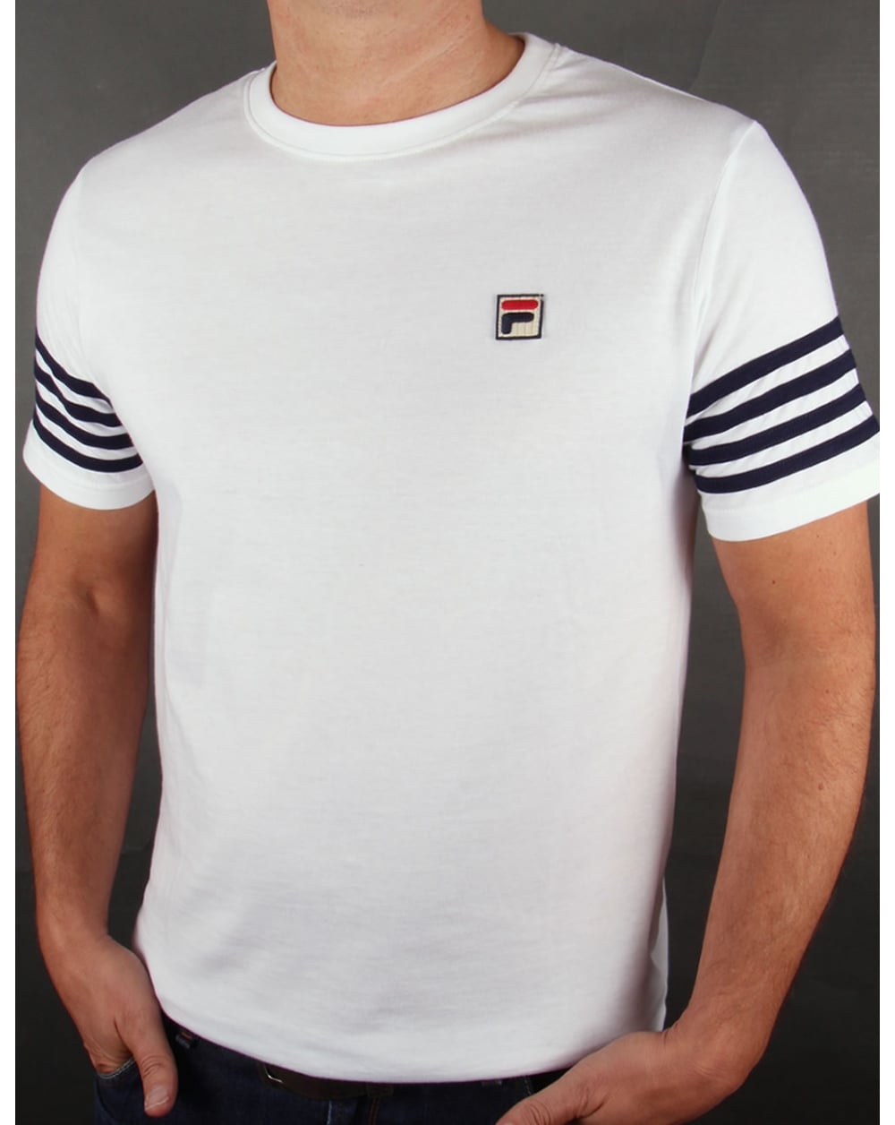 Fila Vintage 4-Streifen-T-Shirt Weiß