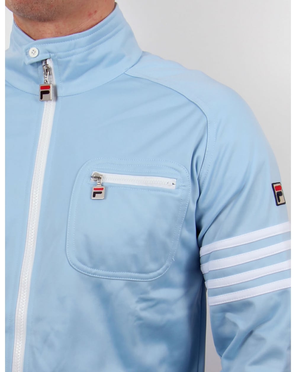 Fila Vintage 4 Stripe Track Top Sky Blue/White