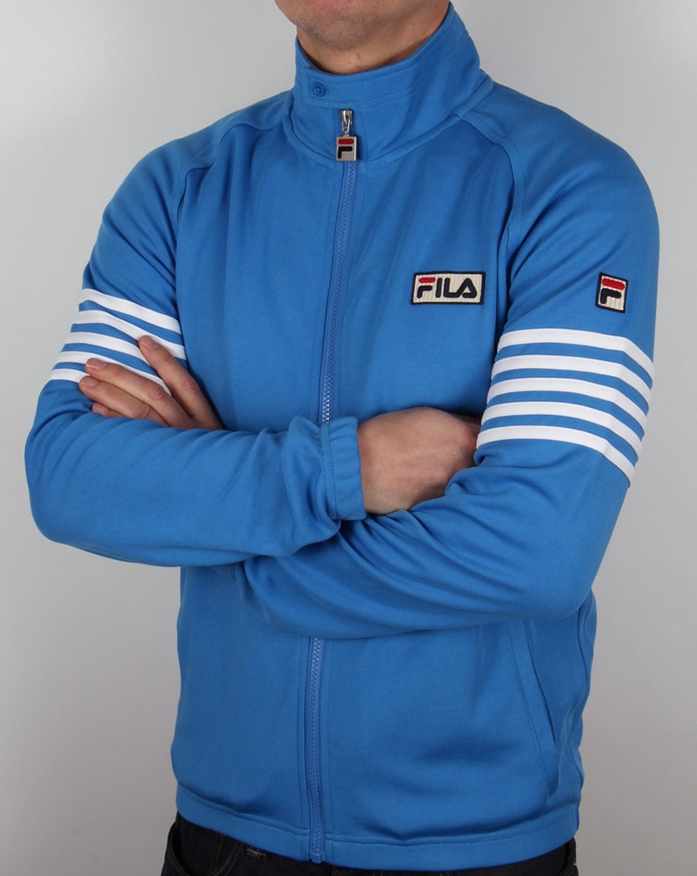 Fila Vintage 5 Stripe Track Top Ocean Blue/White