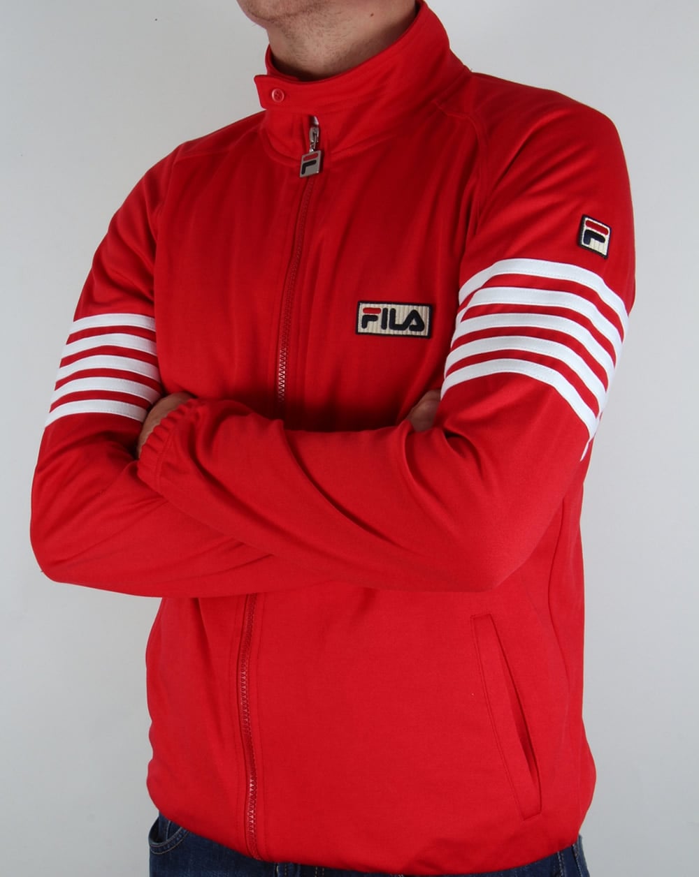 Fila Vintage 5 Stripe Track Top Red