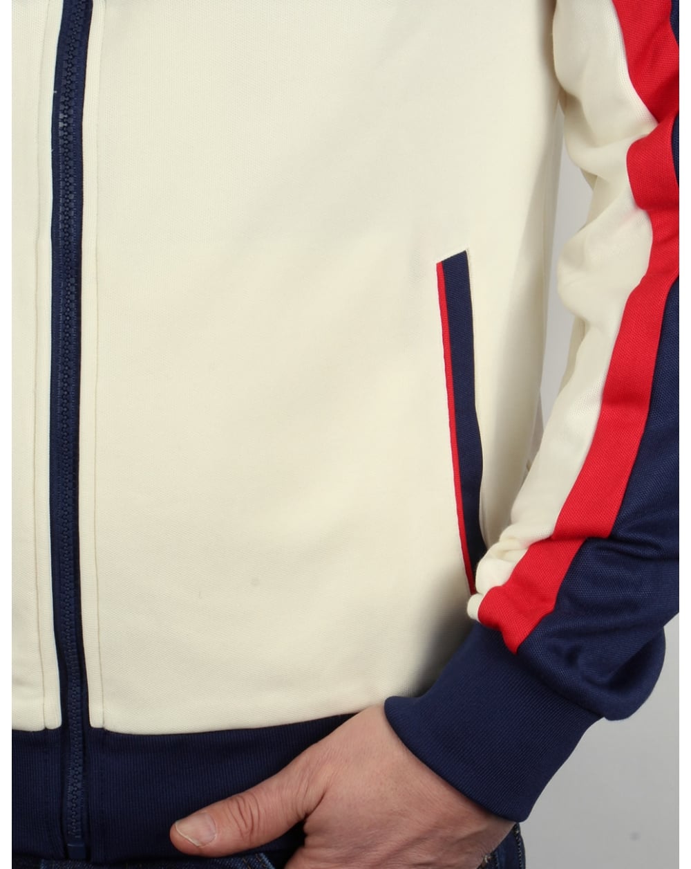 Fila Vintage 70er Original Trainingsjacke Marineblau/Rot/Gardenie
