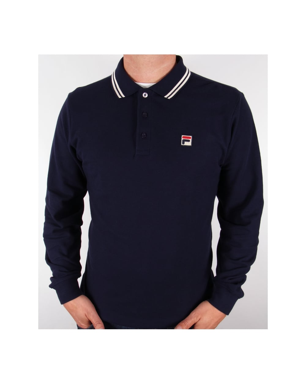 Fila Vintage Ace Long Sleeve Polo Shirt Navy