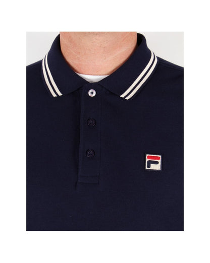 Fila Vintage Ace Langarm-Poloshirt, Marineblau