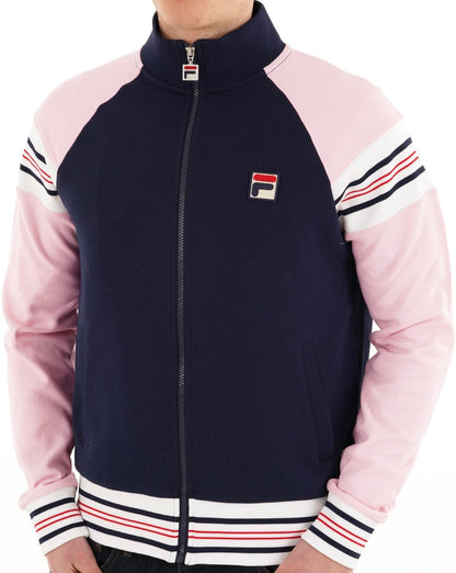 Fila Vintage Advantage Trainingsjacke, Marineblau und Zartrosa