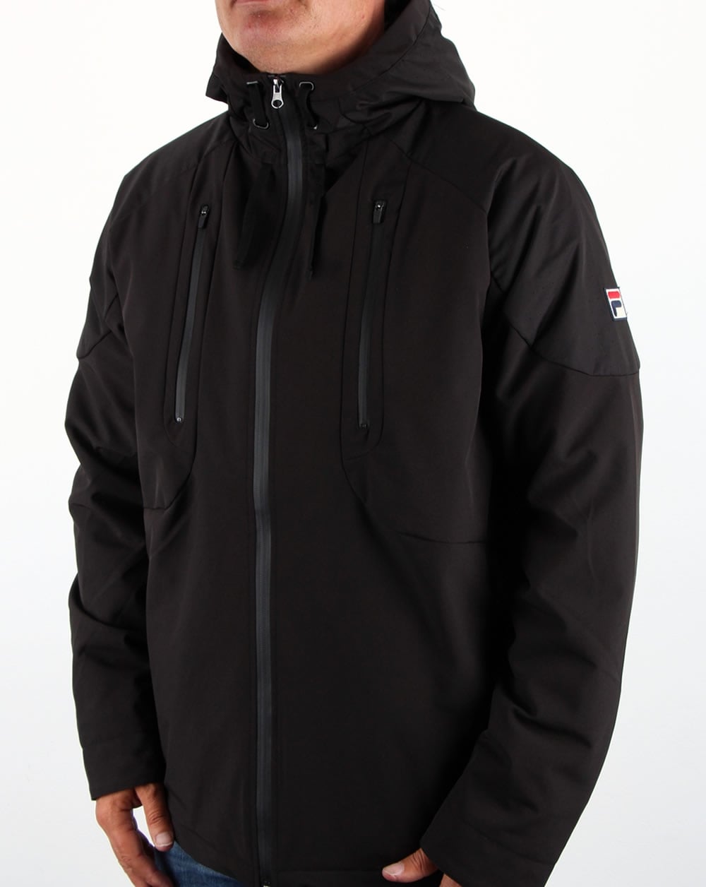 Fila Vintage Alberico Wattierte Tech-Jacke Schwarz
