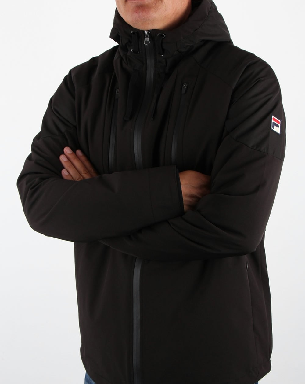 Fila Vintage Alberico Wattierte Tech-Jacke Schwarz