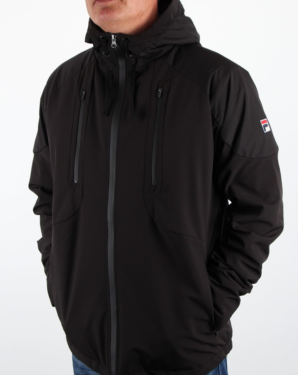 Fila Vintage Alberico Wattierte Tech-Jacke Schwarz