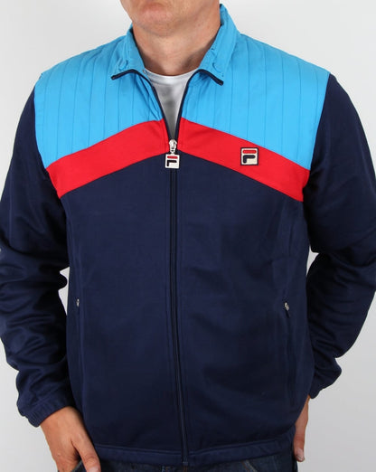 Fila Vintage Alpiaz Ski Track Top Marineblau/Blau/Rot