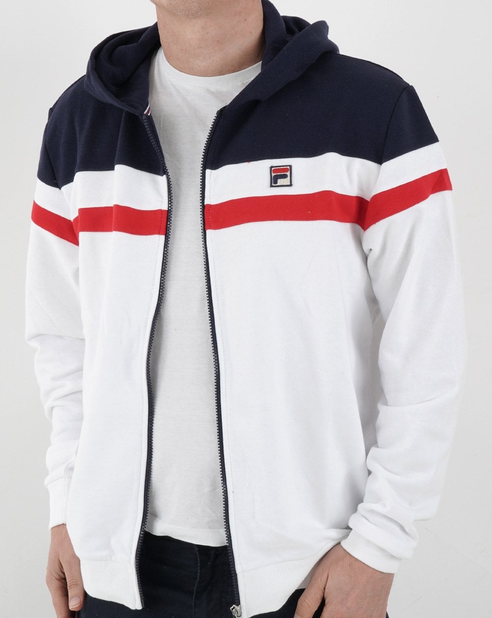 Fila Vintage Arlo Hoody Weiß/Marineblau/Rot