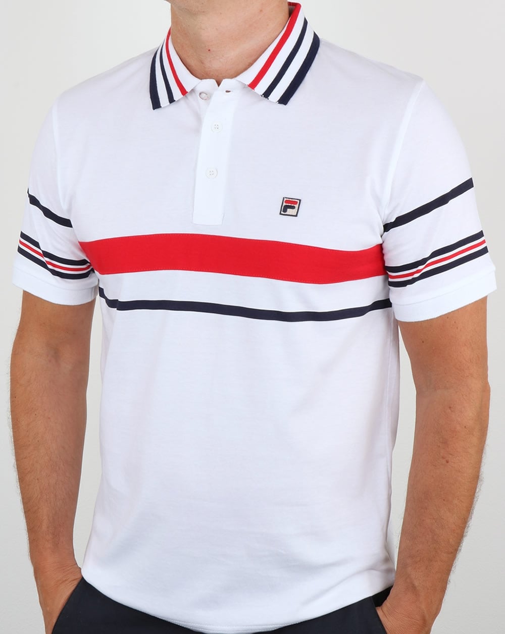 Fila Vintage Bailer Poloshirt Weiß/Marineblau/Rot