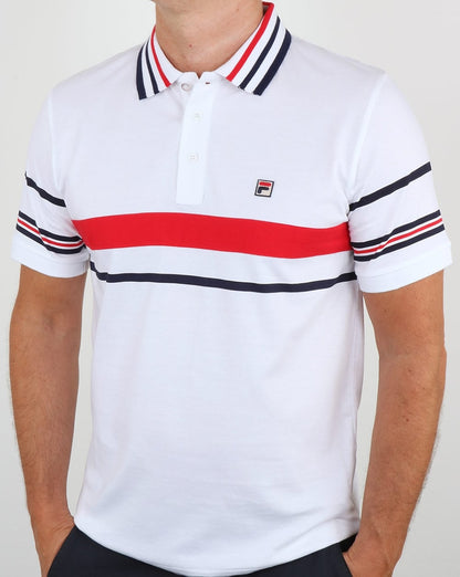 Fila Vintage Bailer Poloshirt Weiß/Marineblau/Rot
