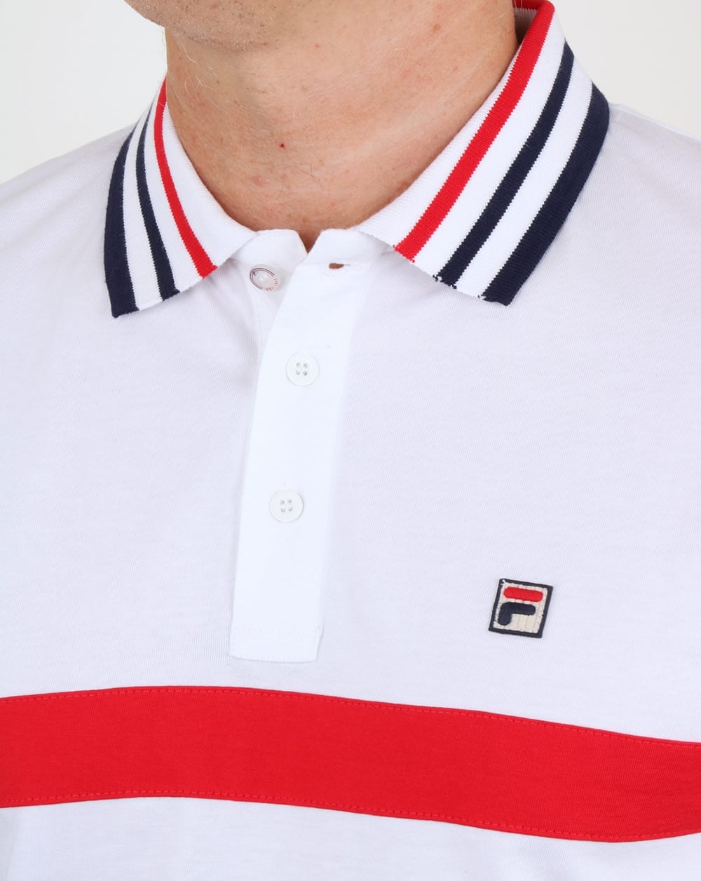 Fila Vintage Bailer Poloshirt Weiß/Marineblau/Rot