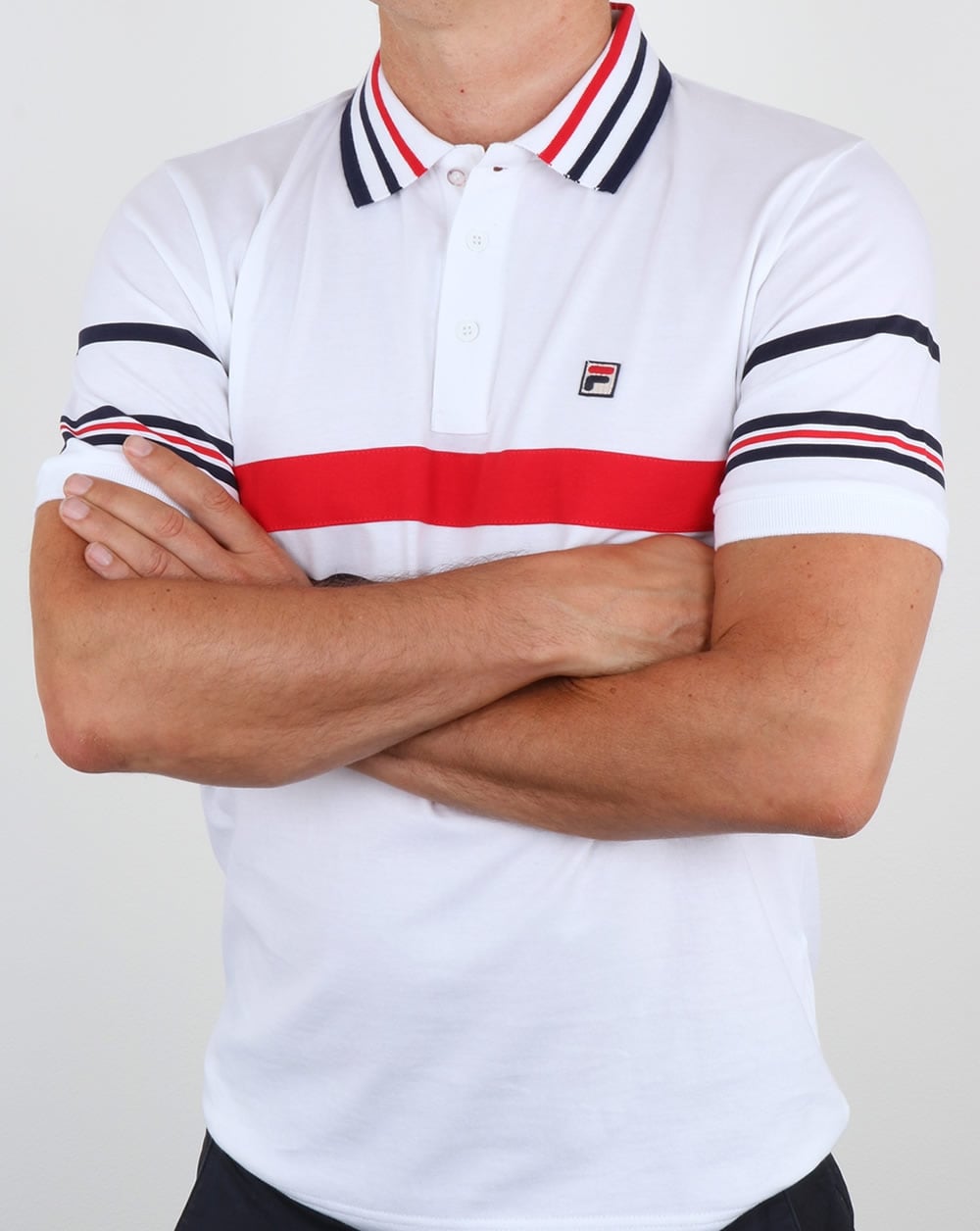 Fila Vintage Bailer Poloshirt Weiß/Marineblau/Rot
